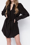 FRAME Cravat Collared Dress in Noir
