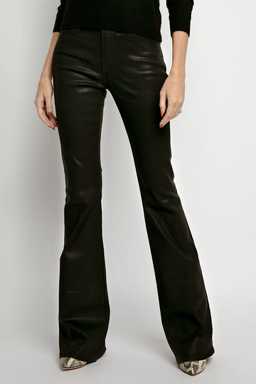FRAME Le High Flare Jean in Coated Noir