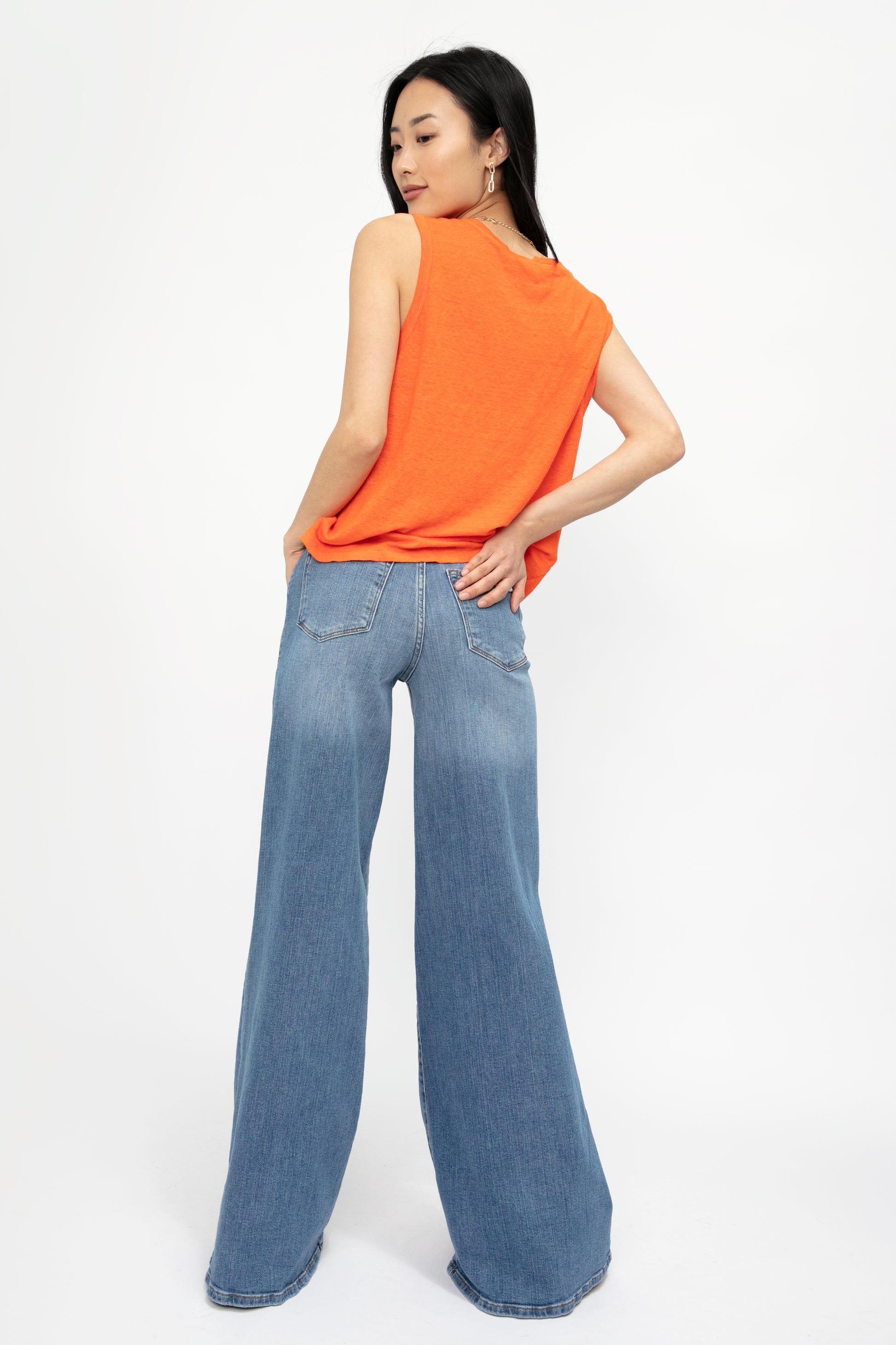 FRAME Le Palazzo Pant in Blue Fade