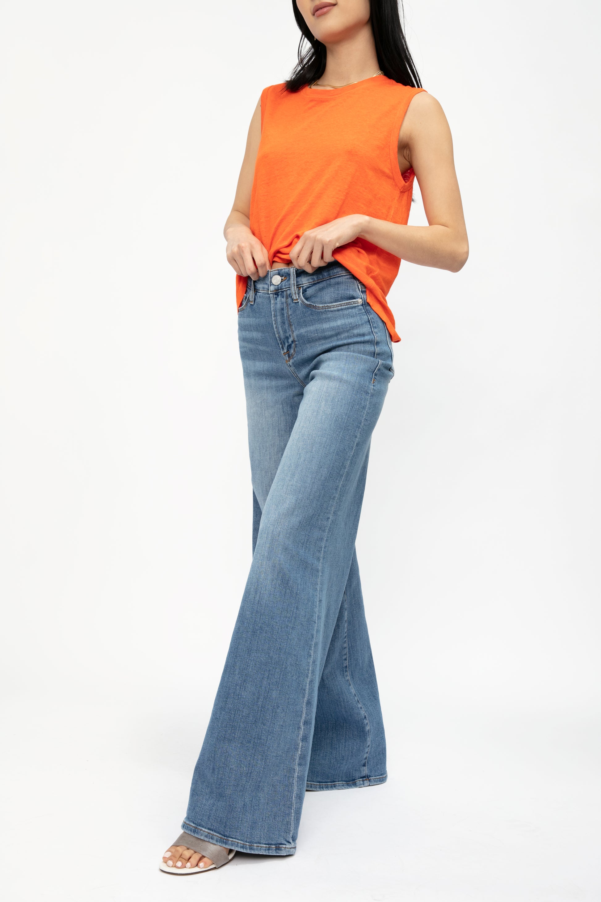 FRAME Le Palazzo Pant in Blue Fade