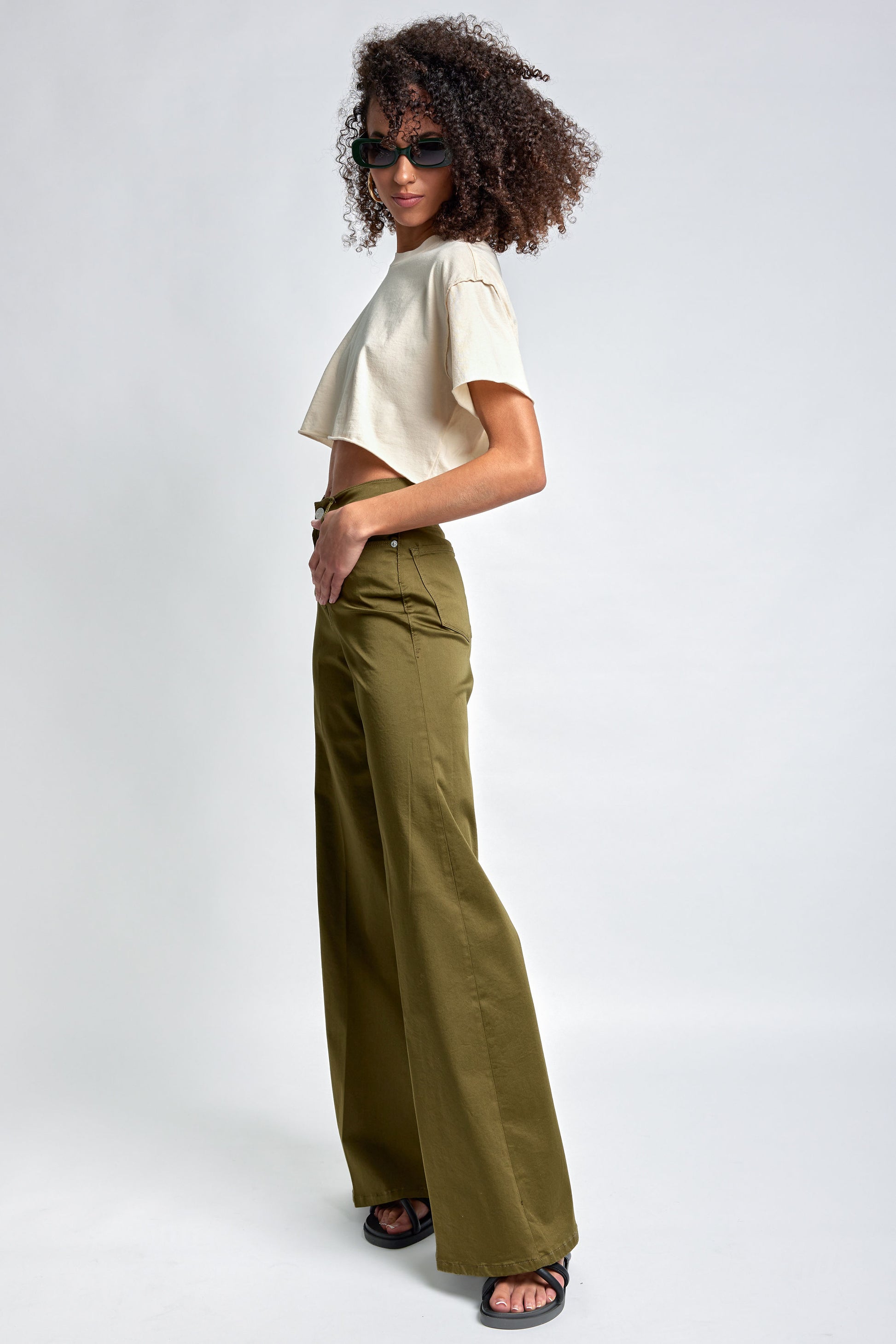 FRAME Le Palazzo Pant in Sateen Surplus