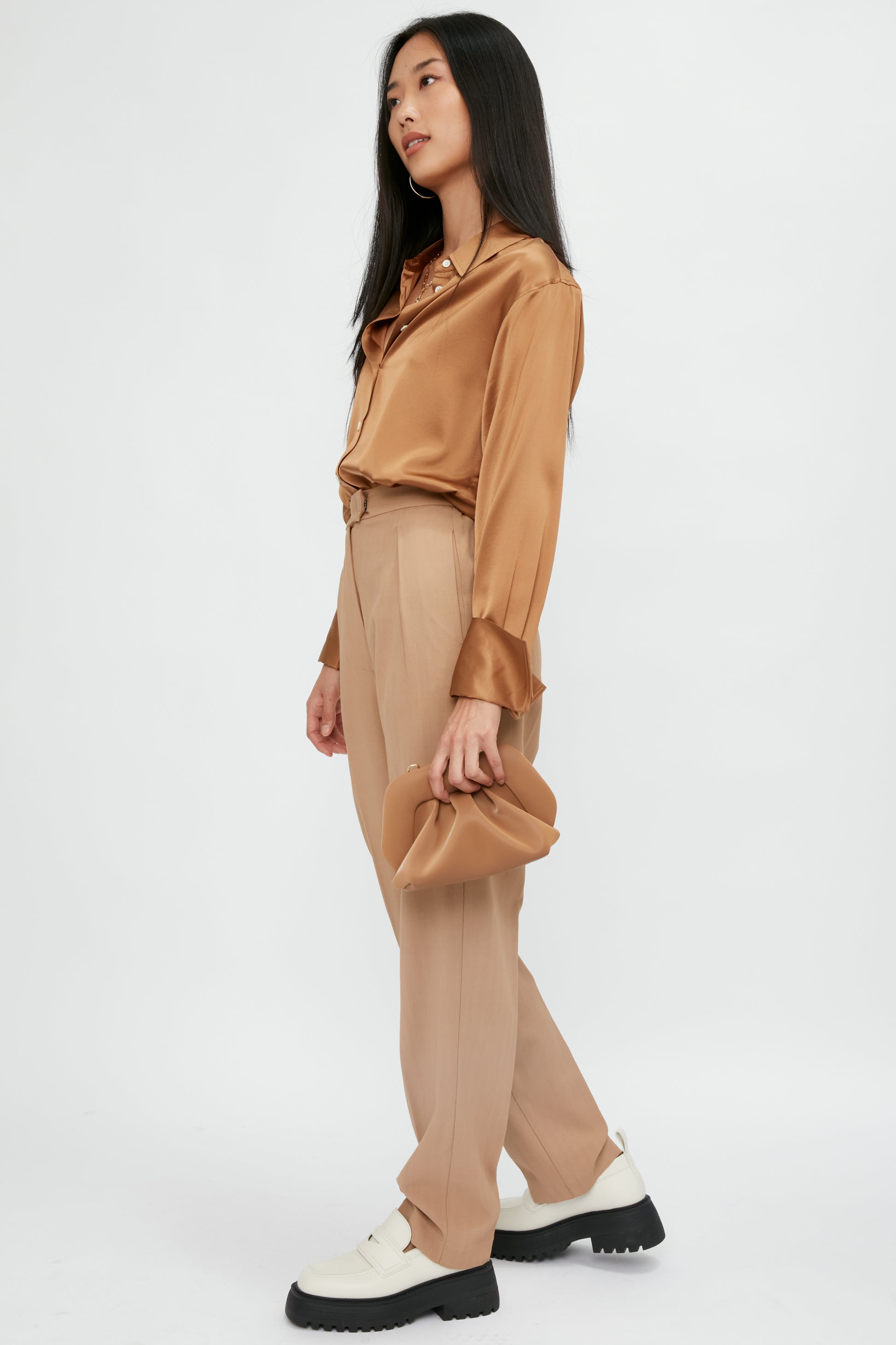 FORTE FORTE Viscose Wool High Waist Pant in Ande