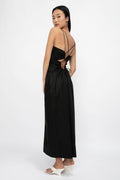 FRAME Tie Back Midi Dress in Noir