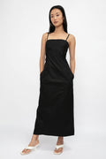 FRAME Tie Back Midi Dress in Noir