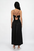 FRAME Tie Back Midi Dress in Noir
