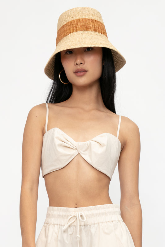 FRAME Twist Bra Top in Flax