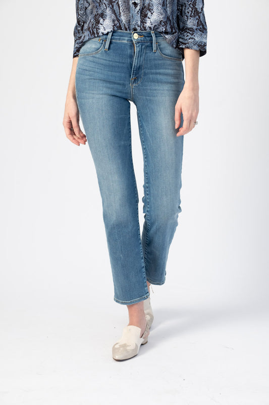 FRAME Le High Straight Jean in Sanded Seam