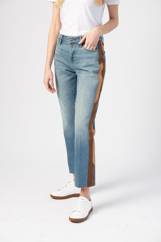 FRAME Le High Straight Leather Tux in Desmond