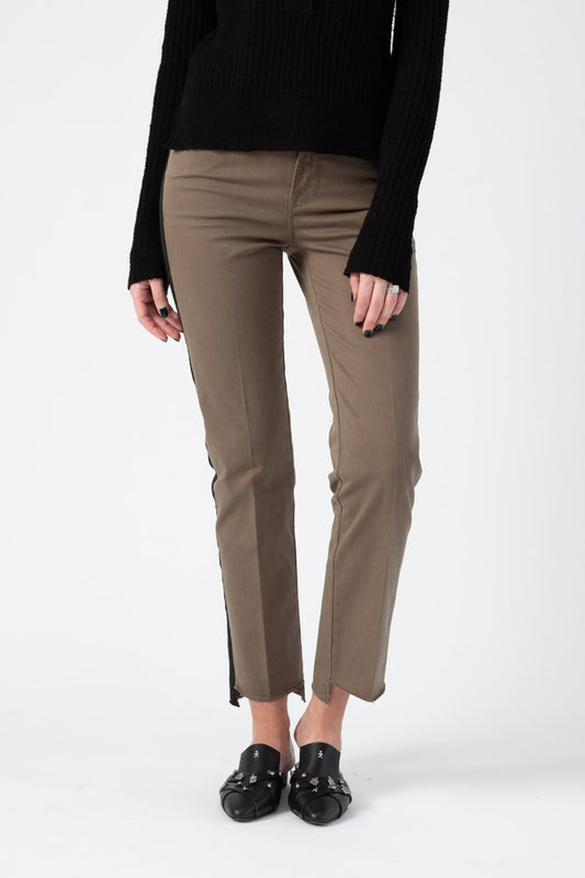 FRAME Le High Straight Raw Stagger Tuxedo Tape in Army Green