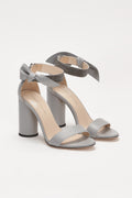 FABIANA FILIPPI Ester Heeled Leather Sandals in Rock Grey