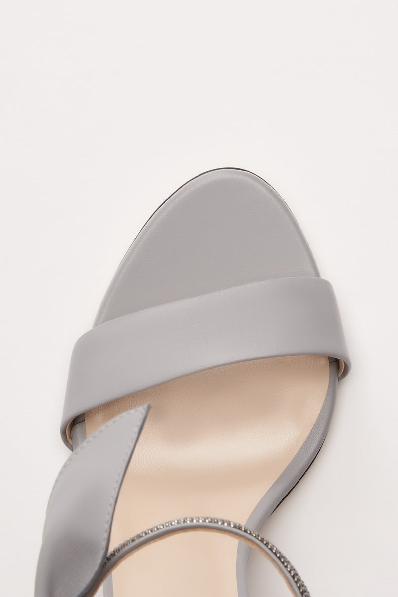 FABIANA FILIPPI Ester Heeled Leather Sandals in Rock Grey