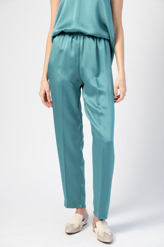 FORTE FORTE Envers Satin Crepe Pants in Topazio