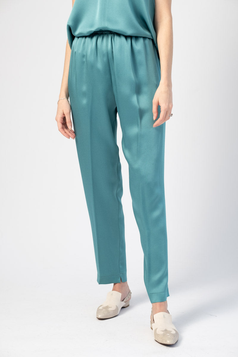FORTE FORTE Envers Satin Crepe Pants in Topazio