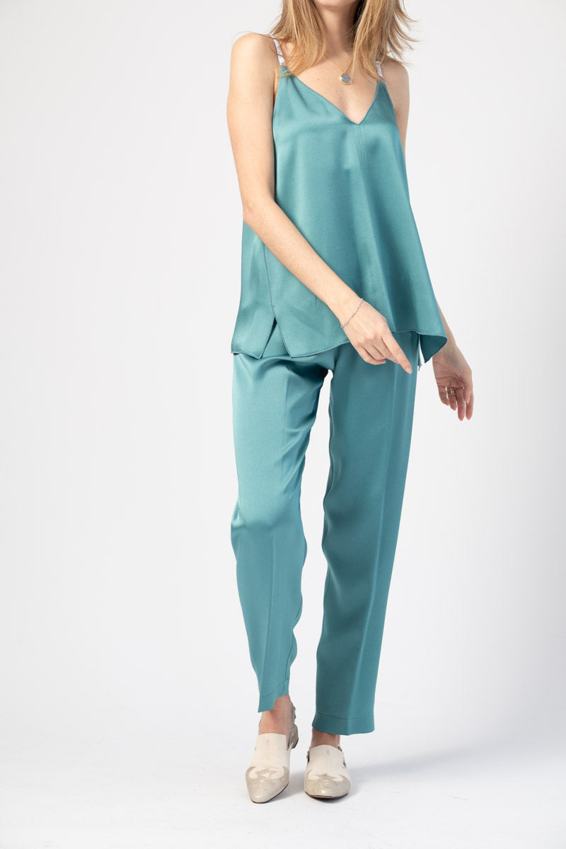 FORTE FORTE Envers Satin Crepe Pants in Topazio