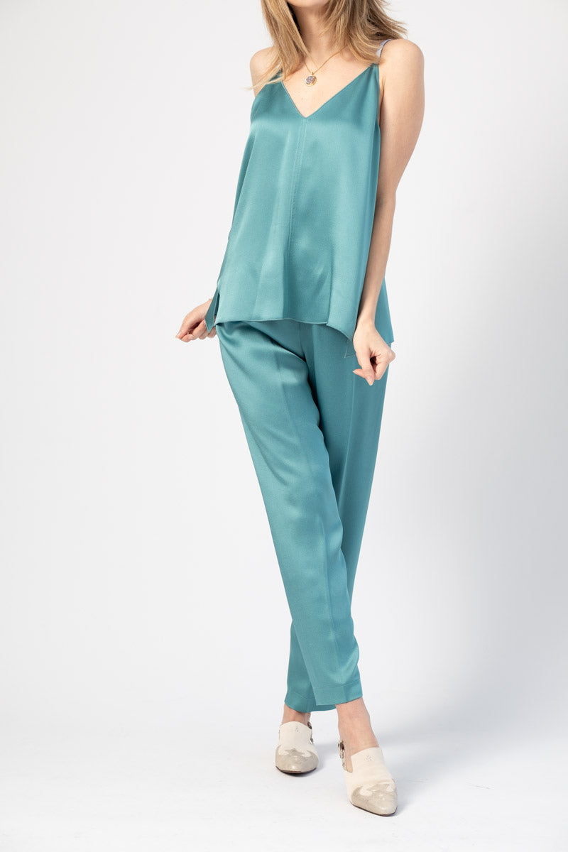 FORTE FORTE Envers Satin Crepe Top in Topazio