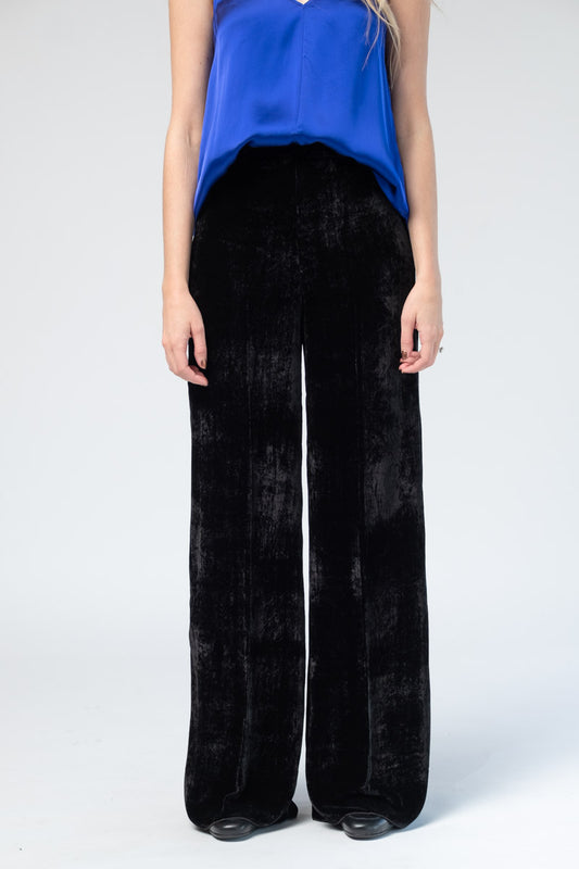 FORTE FORTE Velvet High Waist Pants in Nero