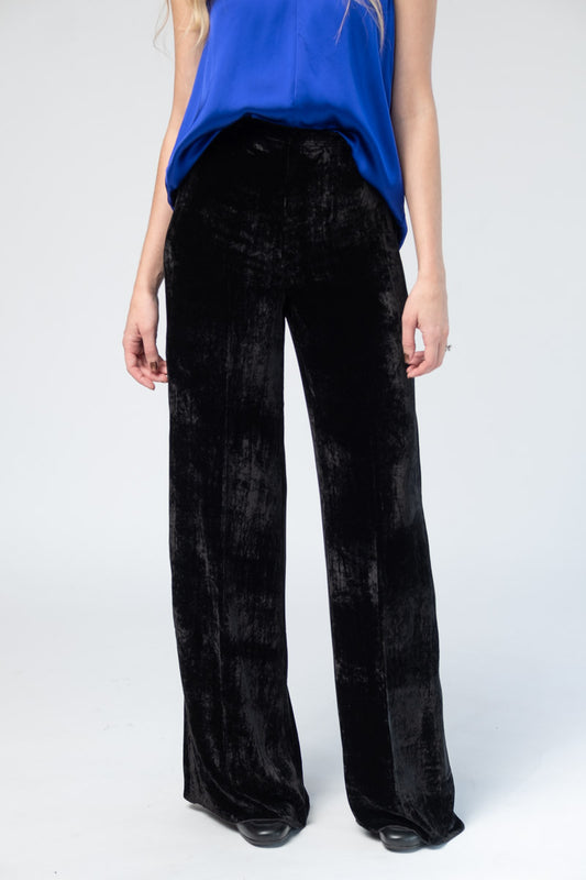 FORTE FORTE Velvet High Waist Pants in Nero