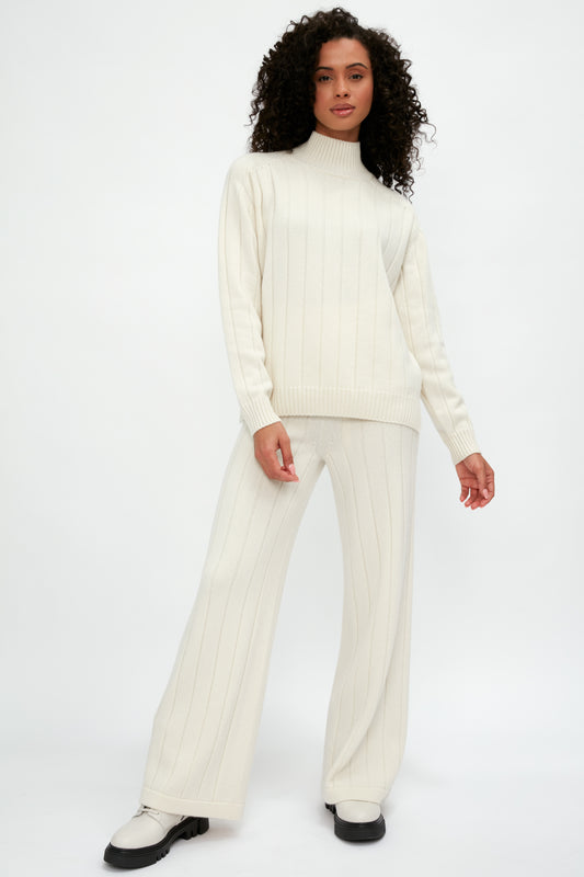 GENTRYPORTOFINO Cashmere Knit Pant in Burro