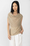 GENTRYPORTOFINO Draped Silk Top in Sabbia