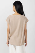 GENTRYPORTOFINO Knit Contrast Top in Rosa Roccia