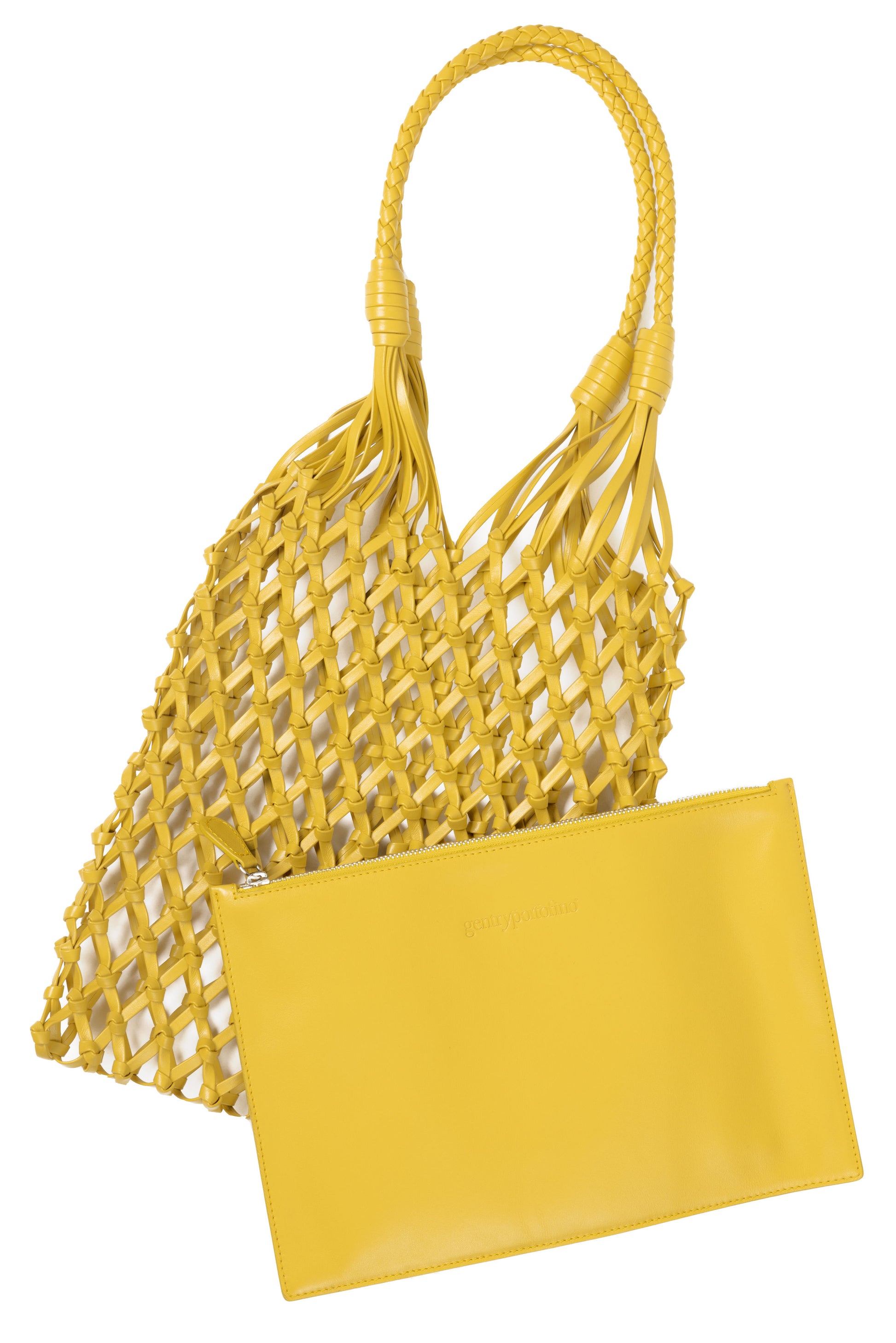 GENTRYPORTOFINO Woven Leather Bag in Cedro