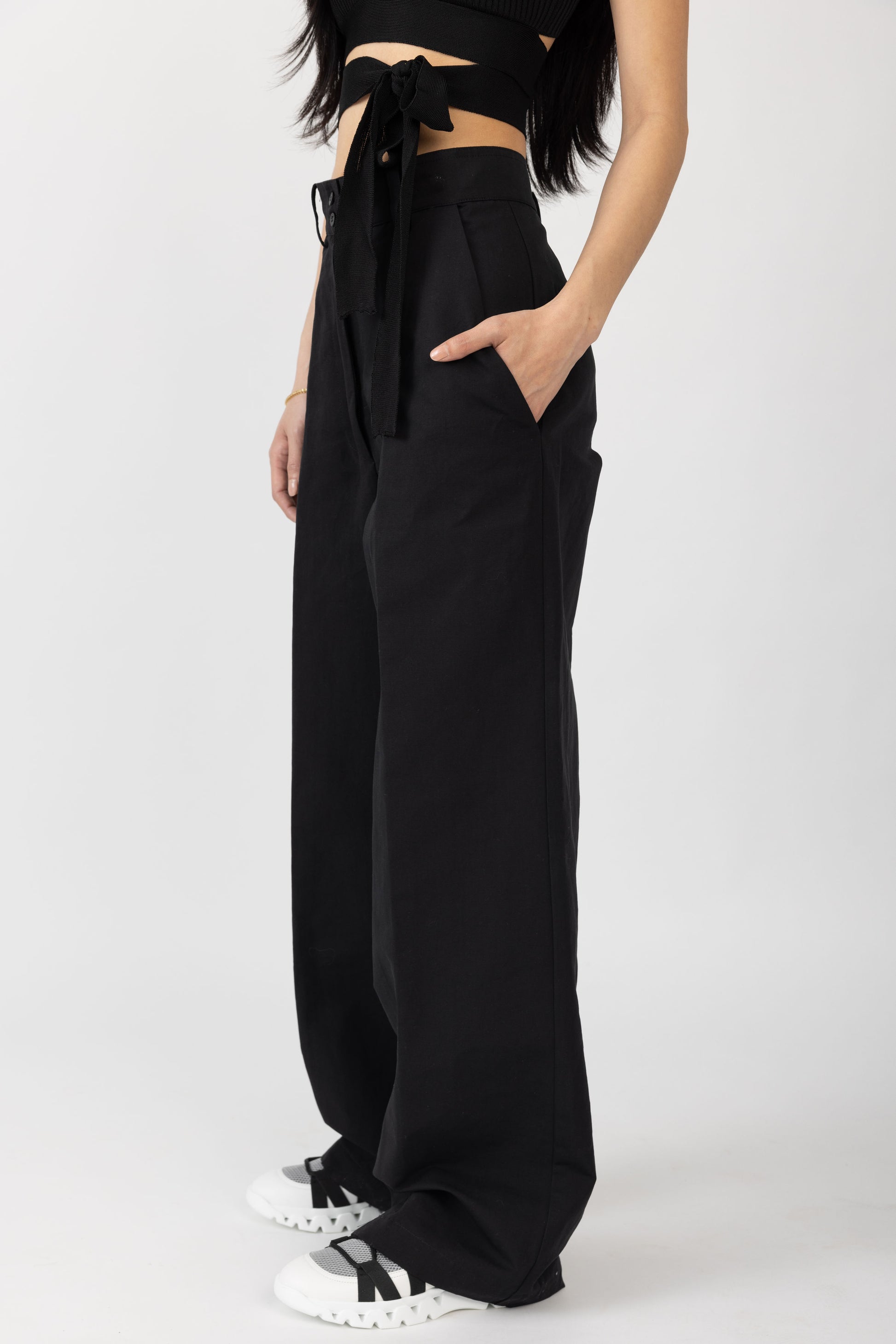 GENTRYPORTOFINO Woven Pant in Nero