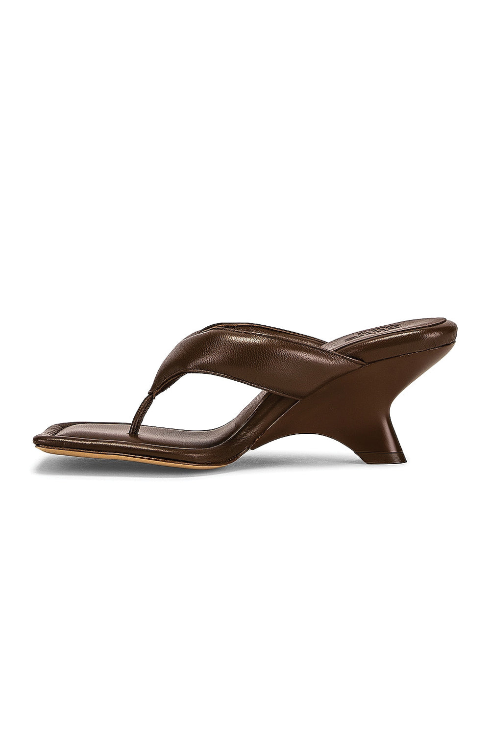 GIA BORGHINI Gia 6 Puffy Leather Thong Sandal in Coffee