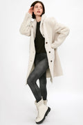 GIORGIO BRATO Reversible Shearling Coat in Ivory