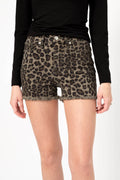GOOD AMERICAN Cut Off Short in Sage Leopard
