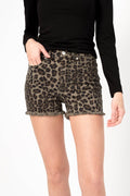 GOOD AMERICAN Cut Off Short in Sage Leopard