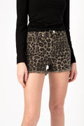 GOOD AMERICAN Cut Off Short in Sage Leopard