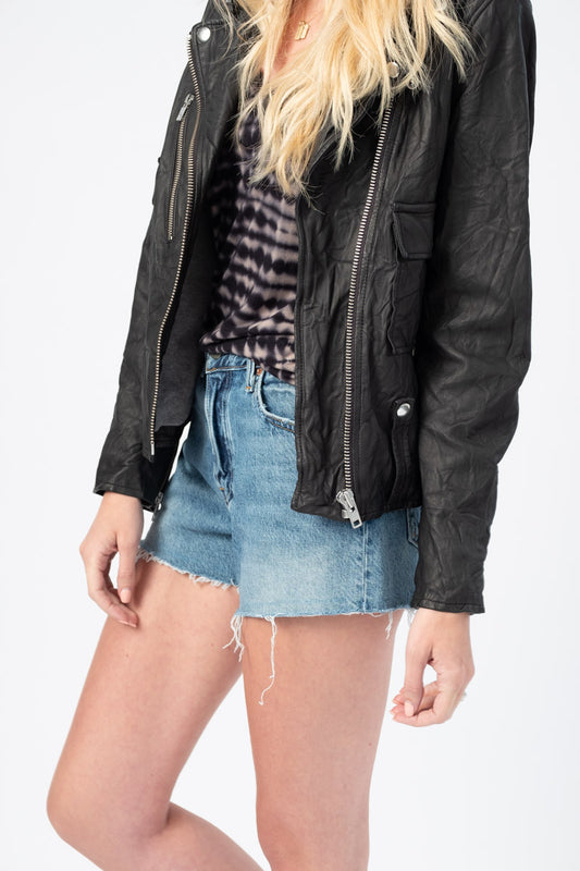 GRLFRND Helena High Rise Cut Off Shorts in Slow Burn