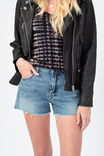 GRLFRND Helena High Rise Cut Off Shorts in Slow Burn