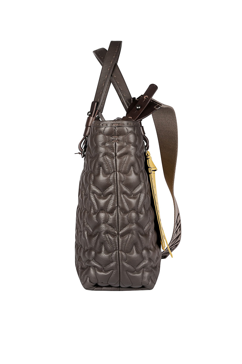 HENRY BEGUELIN Amica Omino Trapunta Bovine Leather Bag in Moro and Curry