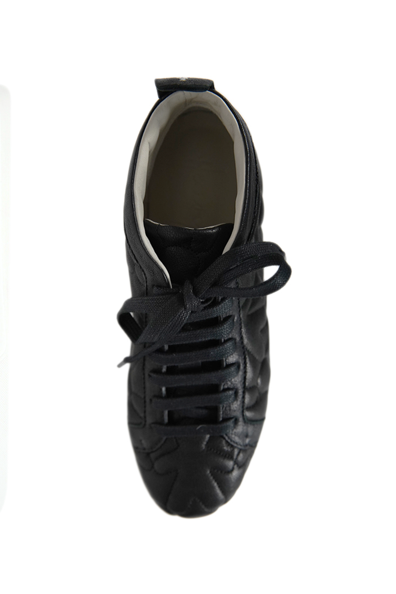 HENRY BEGUELIN High Top Leather Shoe in Trapuntato Nero