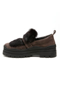 HENRY BEGUELIN Grattato Leather Loafer with Fur in Moro