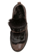 HENRY BEGUELIN Grattato Leather Loafer with Fur in Moro