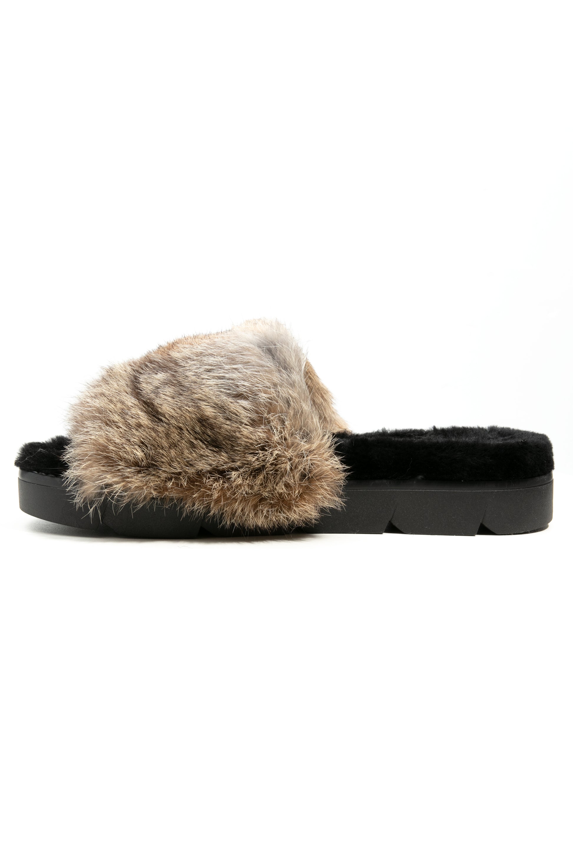 HENRY BEGUELIN Leather Slide with Fur in Renna