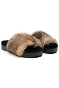 HENRY BEGUELIN Leather Slide with Fur in Renna