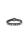 HTC LOS ANGELES Leather One Line Studded Bracelet in Black