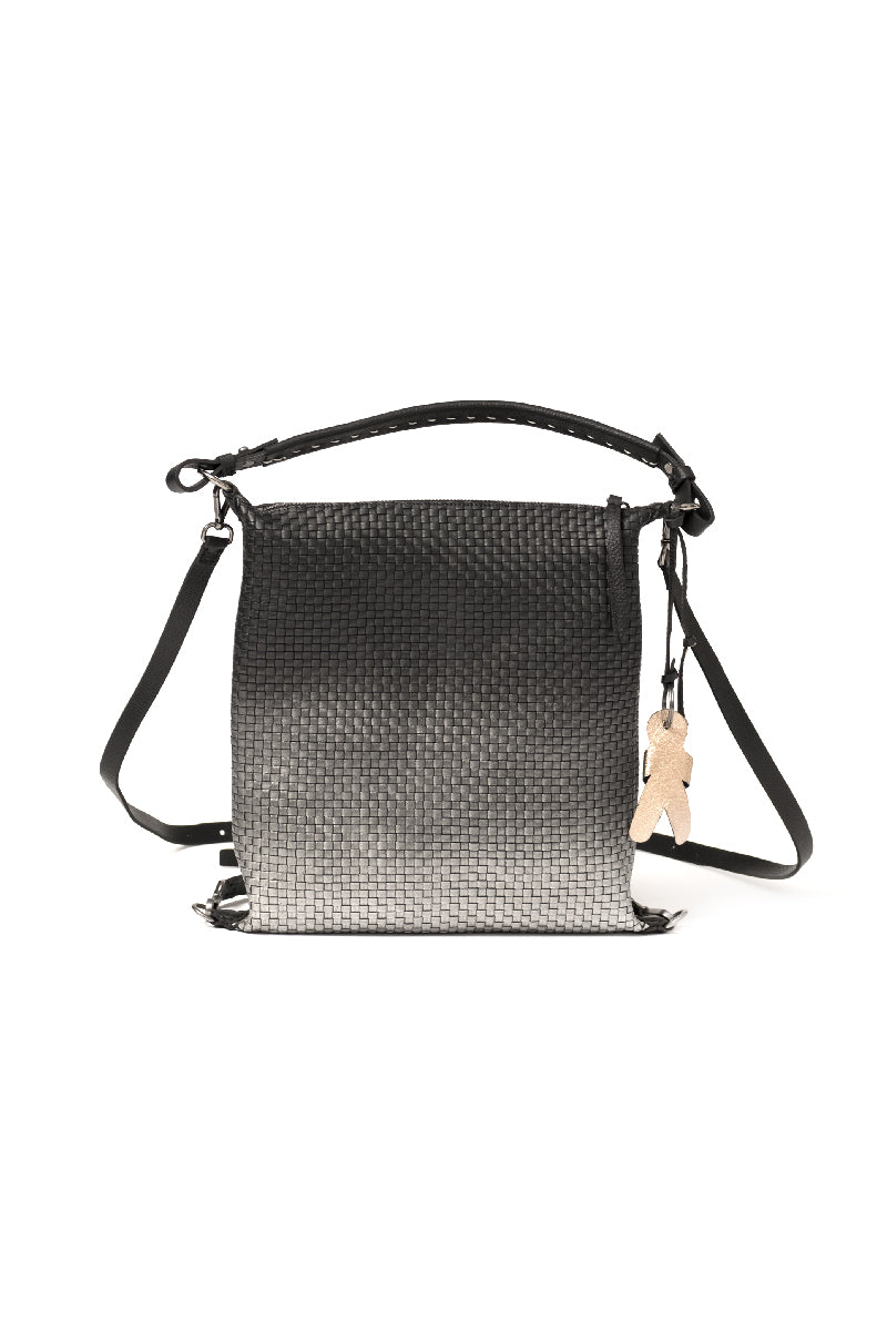cervo leather backpack Woven Leather Backpack Sfumato Cervo in Nero