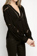 IRO Bahri Lace Inset Top in Black