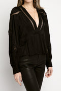 IRO Bahri Lace Inset Top in Black