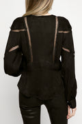 IRO Bahri Lace Inset Top in Black