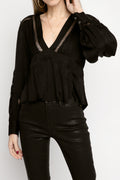 IRO Bahri Lace Inset Top in Black