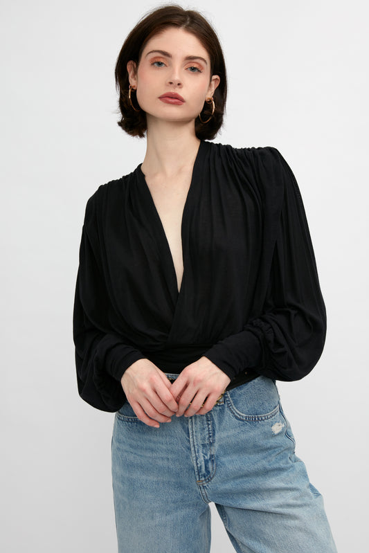 IRO Barba V-Neck Blouse in Black