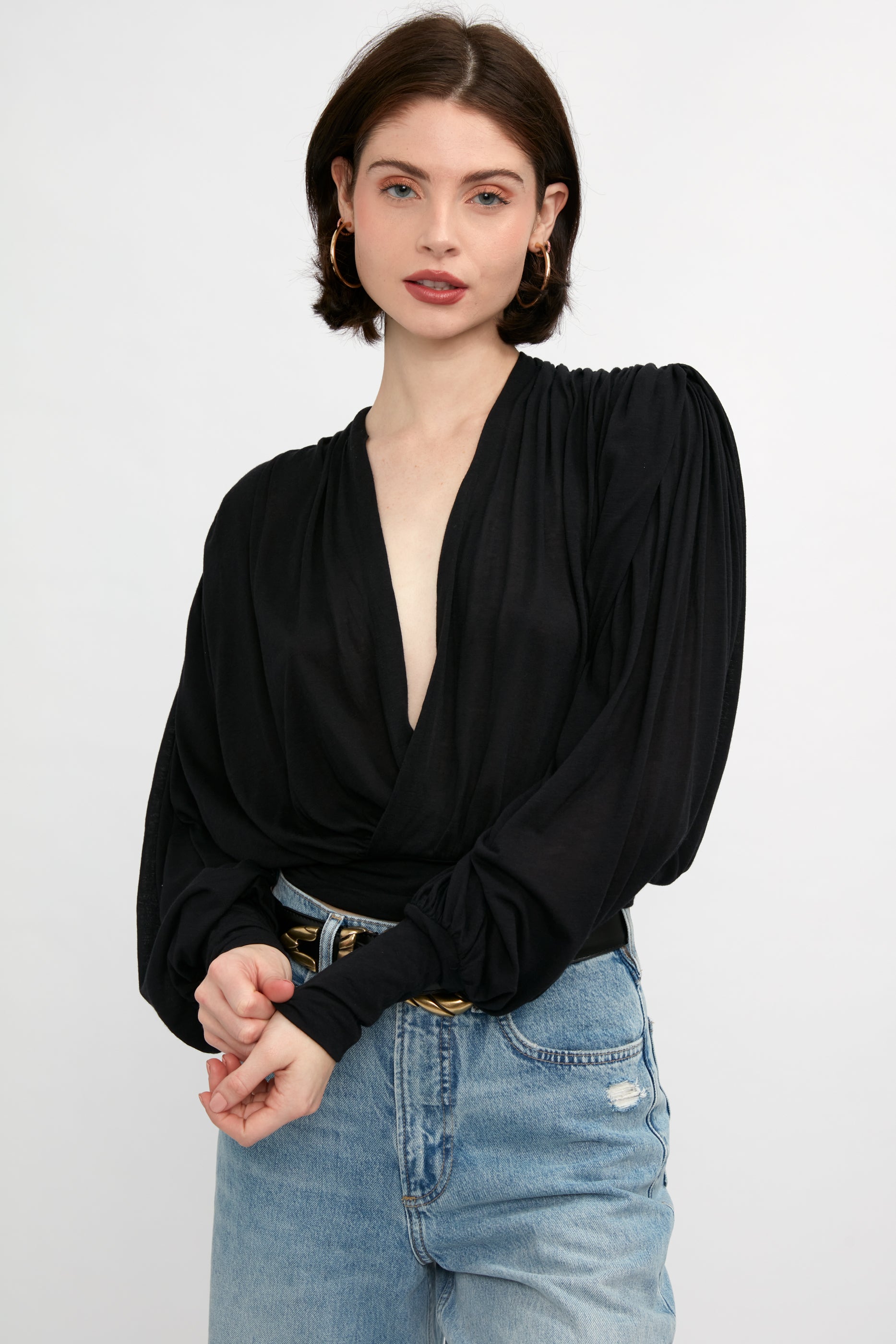 IRO Barba V-Neck Blouse in Black