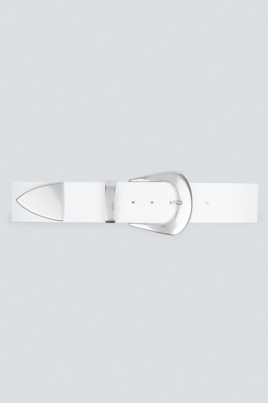 IRO Copp Leather Belt in White and Silver