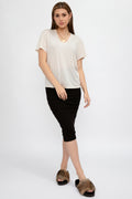 IRO Edern V-Neck T-Shirt in Clear Beige