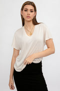 IRO Edern V-Neck T-Shirt in Clear Beige